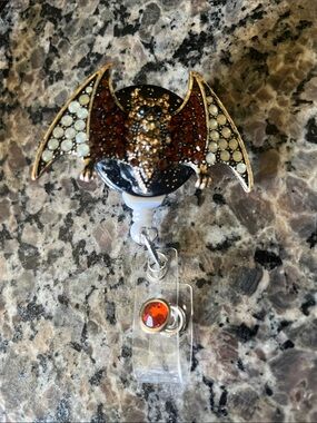 Bedazzled Bat Badge Reel